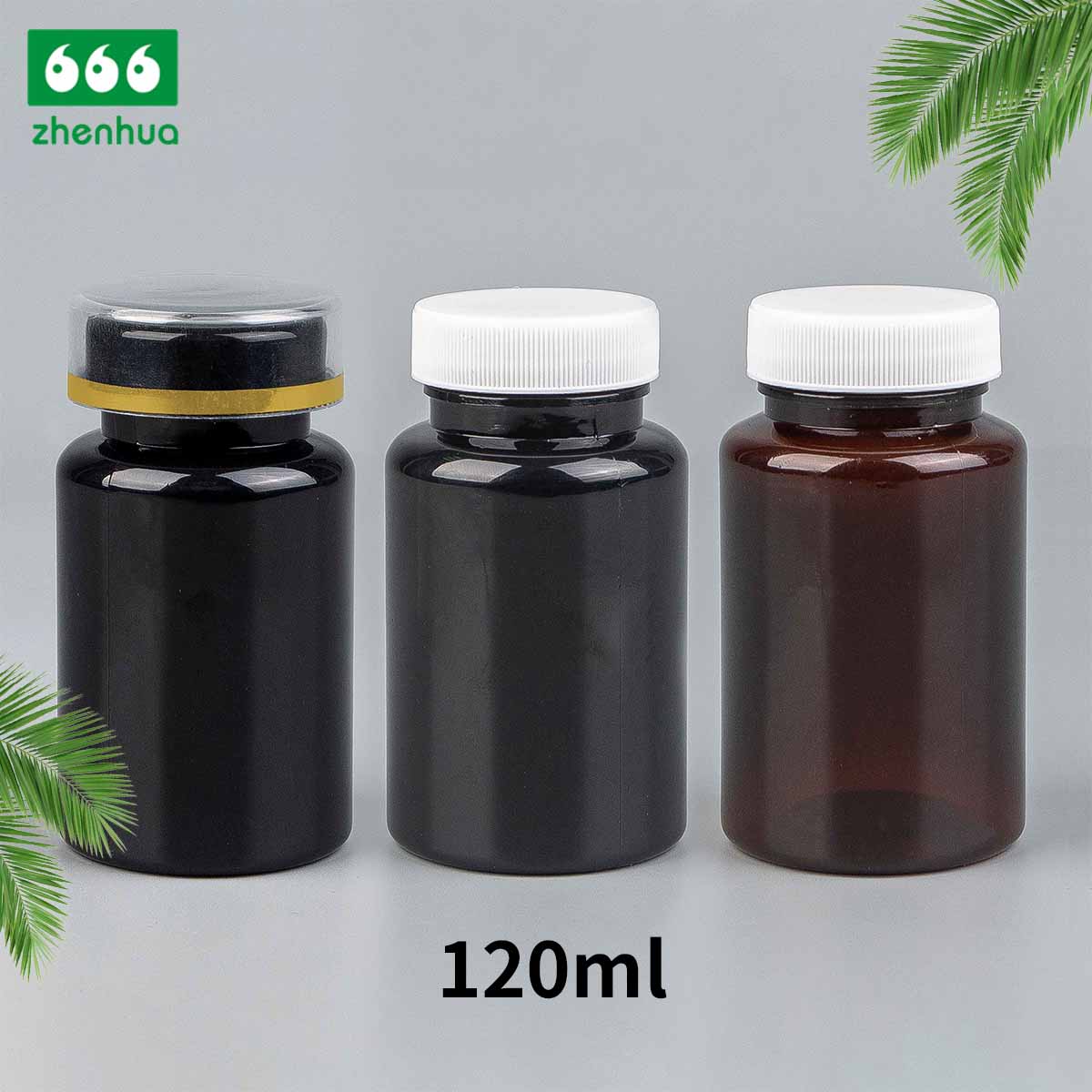 100/120/150/180ml Clear Round Capsule/Vitamin PET Bottle with PE Lined Screw Cap/Aluminum Cap