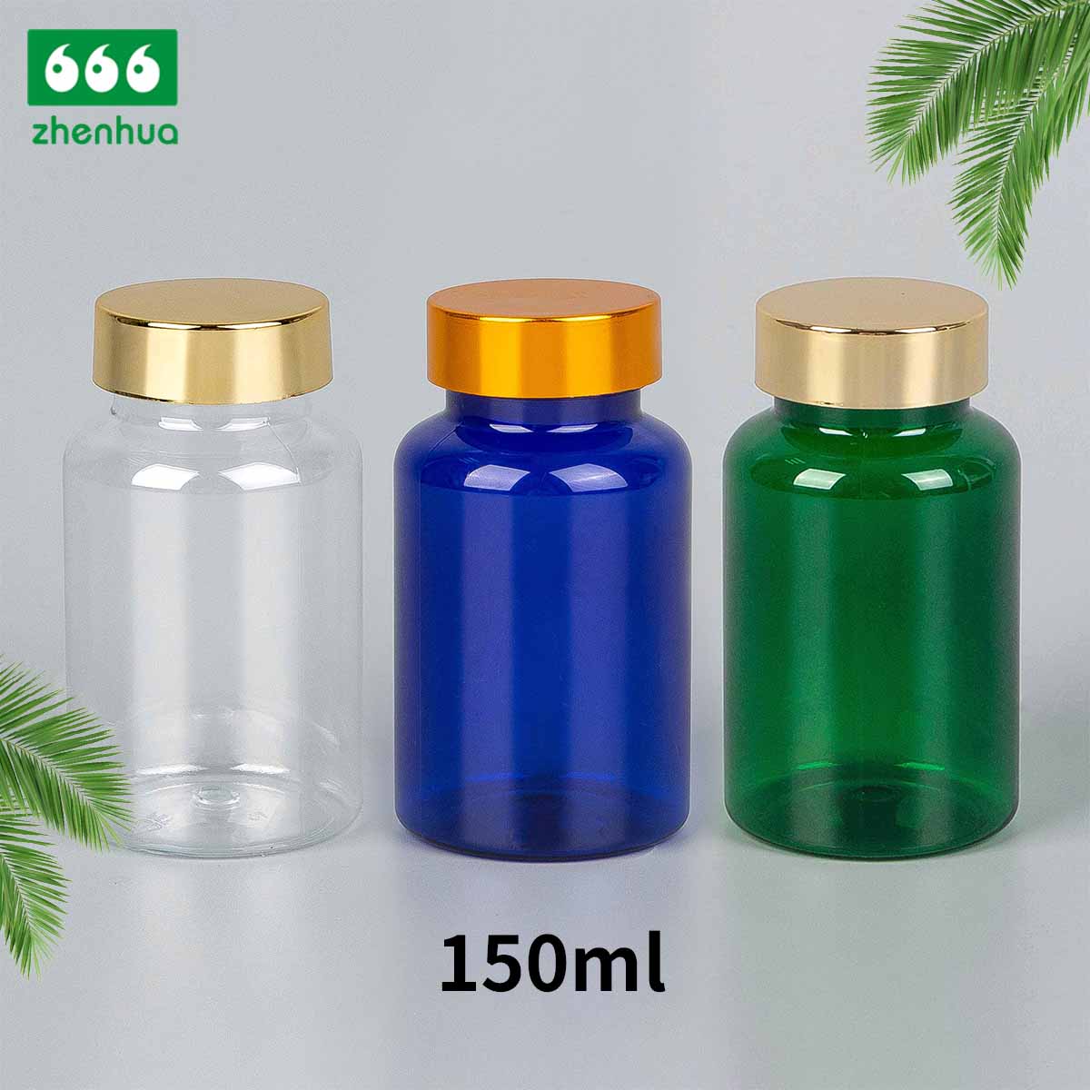 100/120/150/180ml Clear Round Capsule/Vitamin PET Bottle with PE Lined Screw Cap/Aluminum Cap