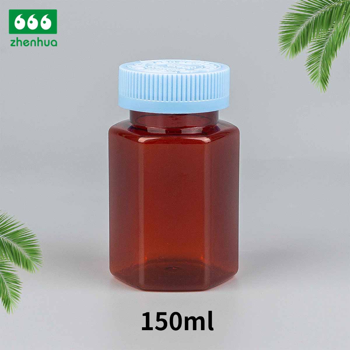 120ml 150ml 180ml 250ml Plastic PET Hexagonal Bottle Vitamin Medicinal Capsule Solid Bottle with Gold/Silver Electrochemical Aluminium Cap
