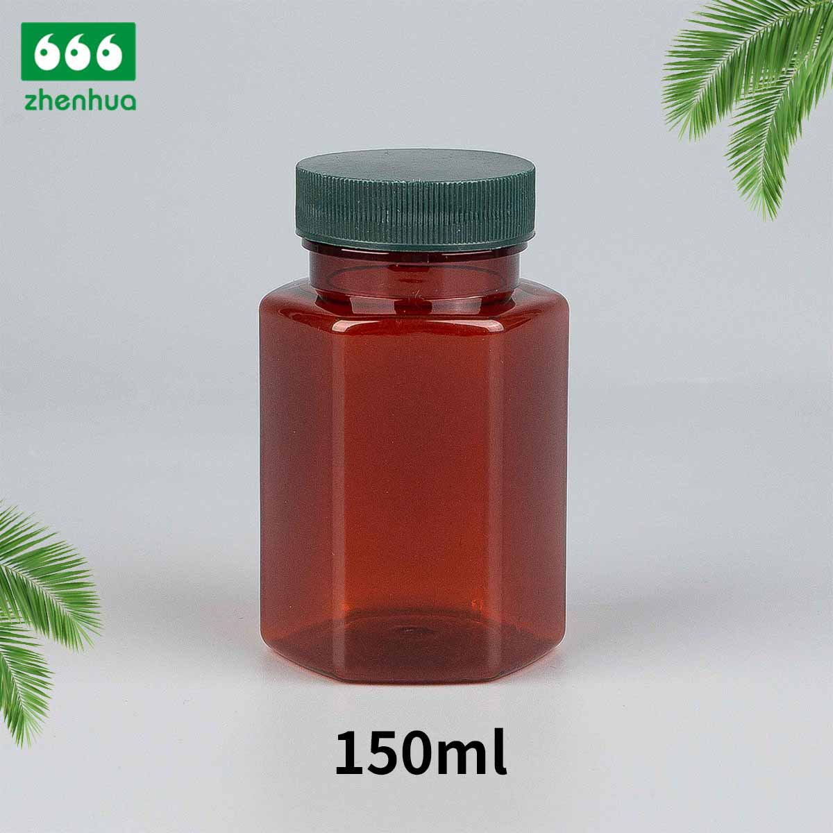 120ml 150ml 180ml 250ml Plastic PET Hexagonal Bottle Vitamin Medicinal Capsule Solid Bottle with Gold/Silver Electrochemical Aluminium Cap