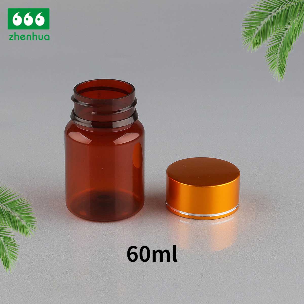 2oz Round Clear/Amber/White PET Solid Capsule/ Pill Bottle with Child Resistant Cap