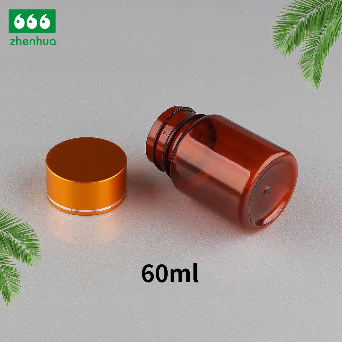 2oz Round Clear/Amber/White PET Solid Capsule/ Pill Bottle with Child Resistant Cap