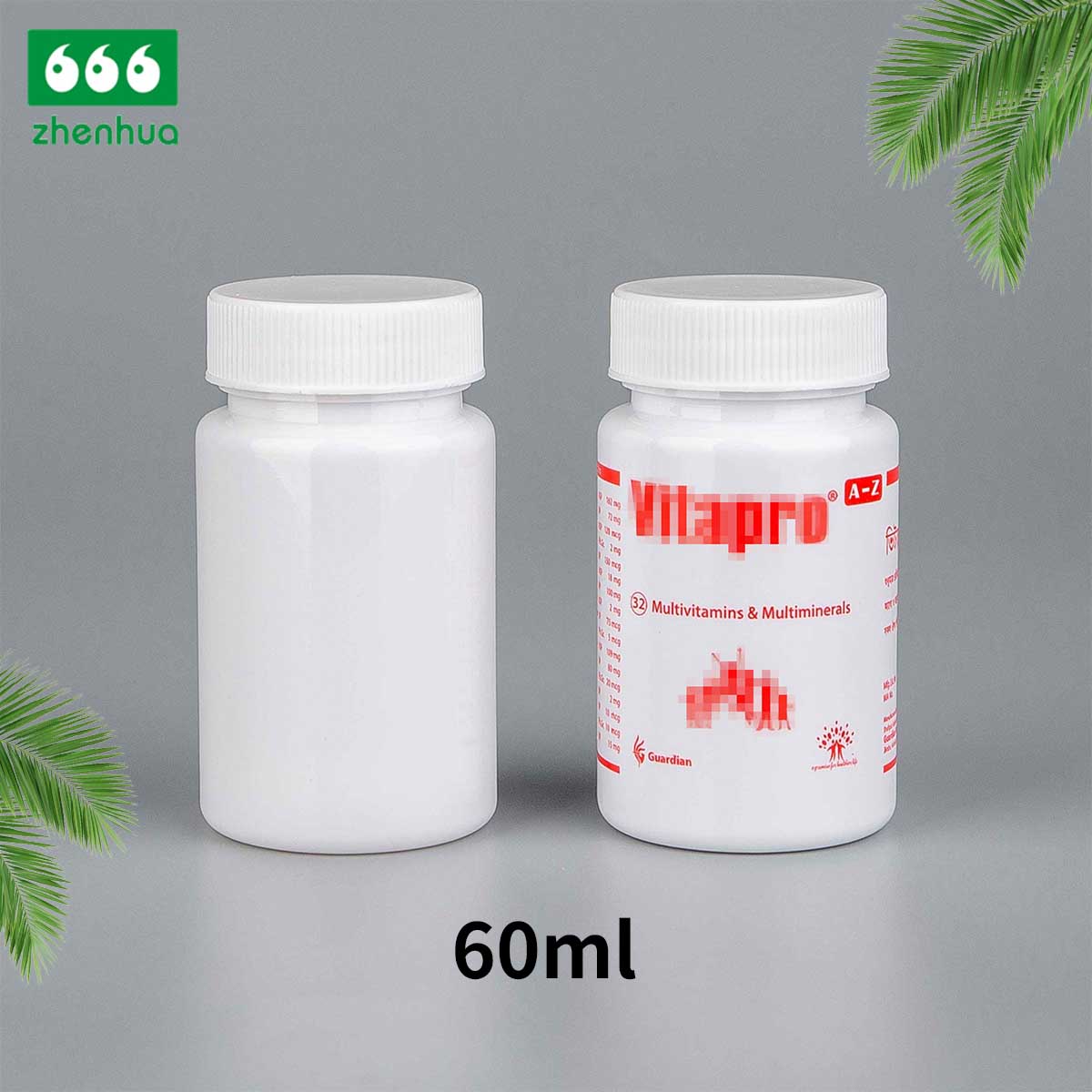 2oz Round Clear/Amber/White PET Solid Capsule/ Pill Bottle with Child Resistant Cap