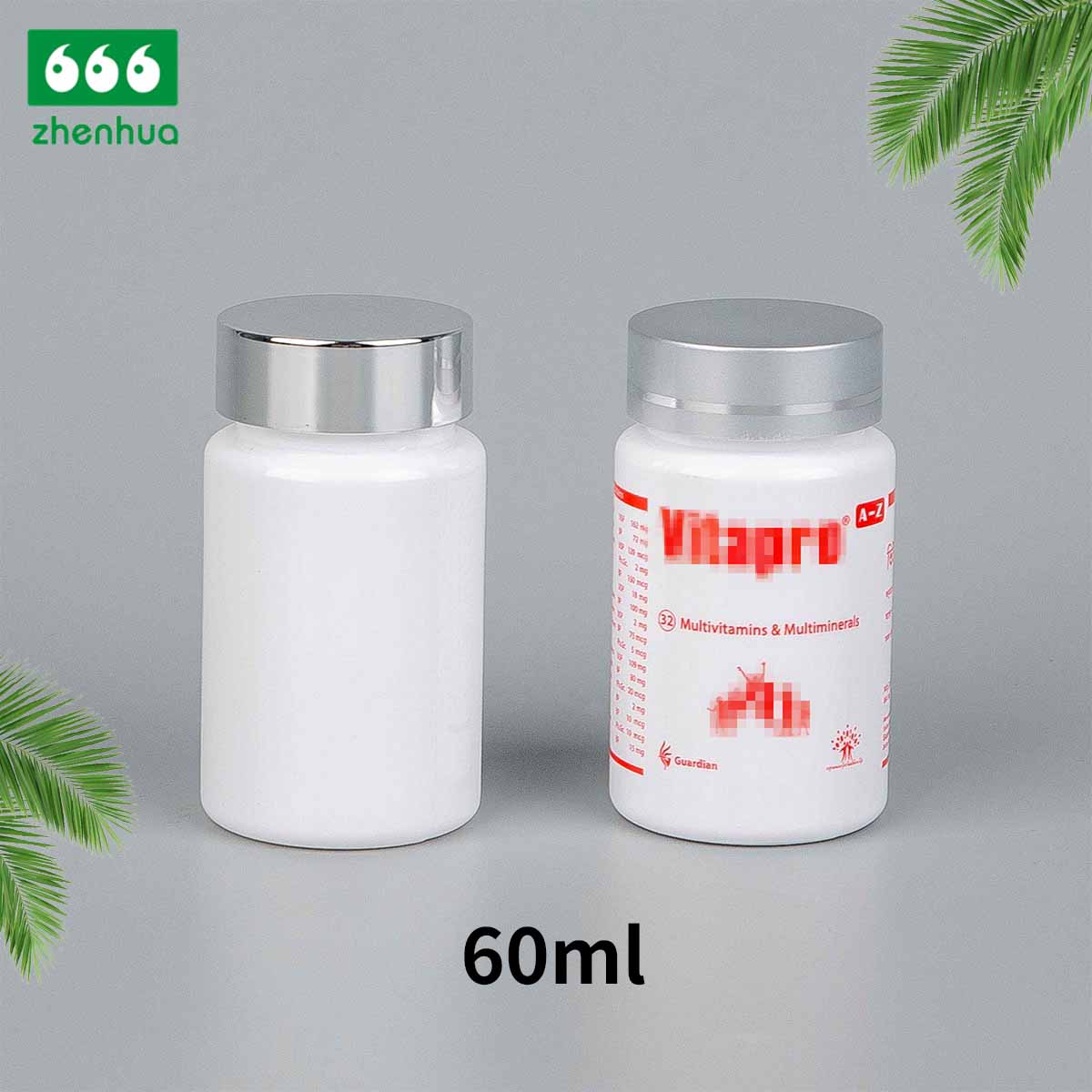 2oz Round Clear/Amber/White PET Solid Capsule/ Pill Bottle with Child Resistant Cap