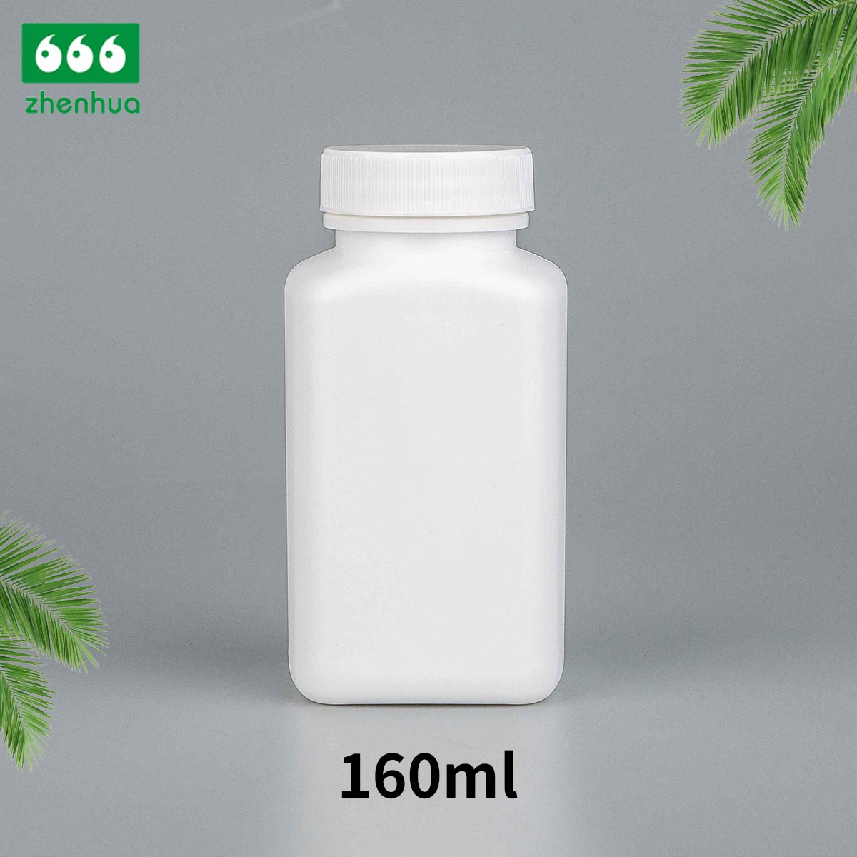 150ML HDPE Plastic White Round Medicinal Tablet Square Bottles With Pale Green Flip Top Cap