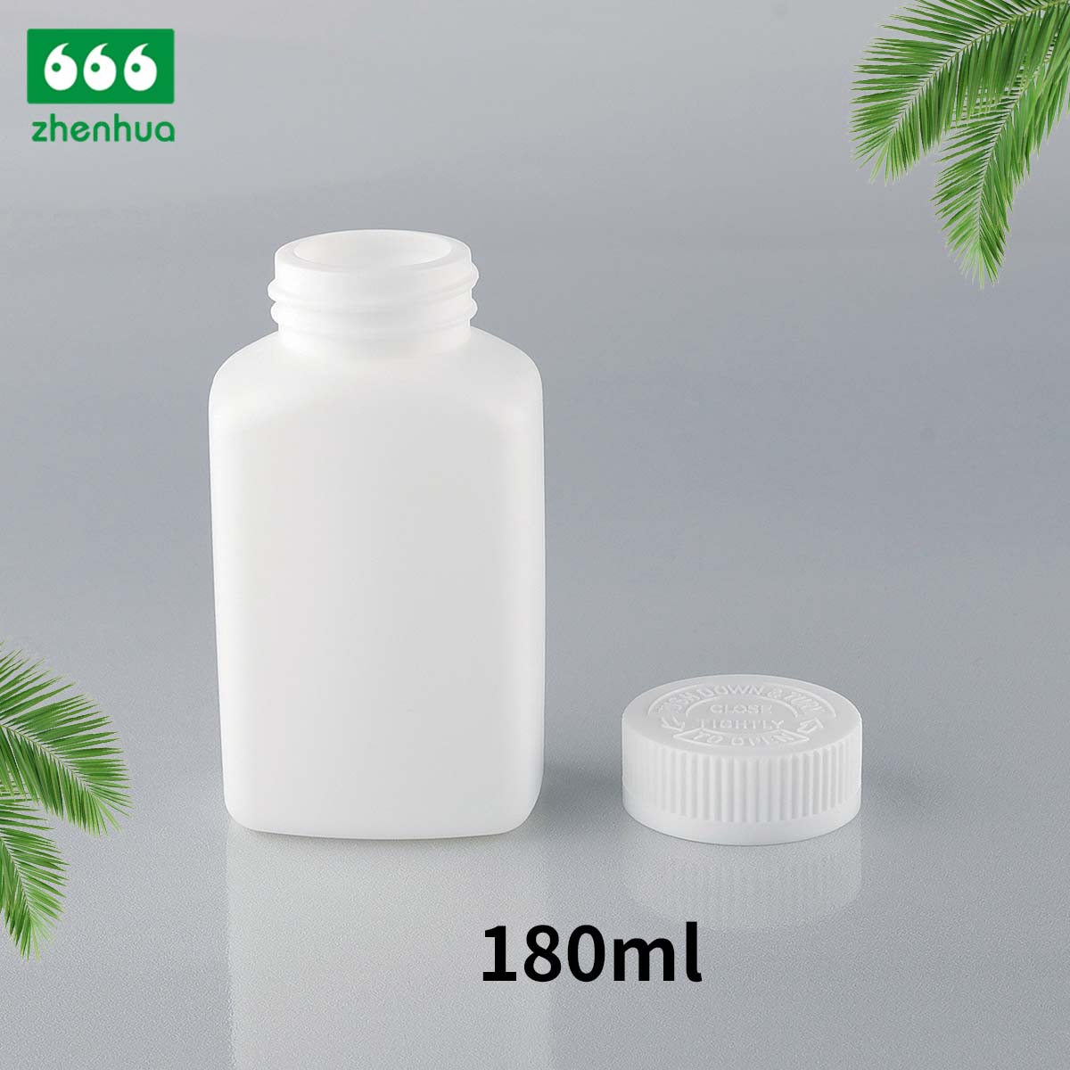 180ML 6.5OZ Dark Brown Square Plastic HDPE Pill Bottle with Black PE Lined Screw Cap