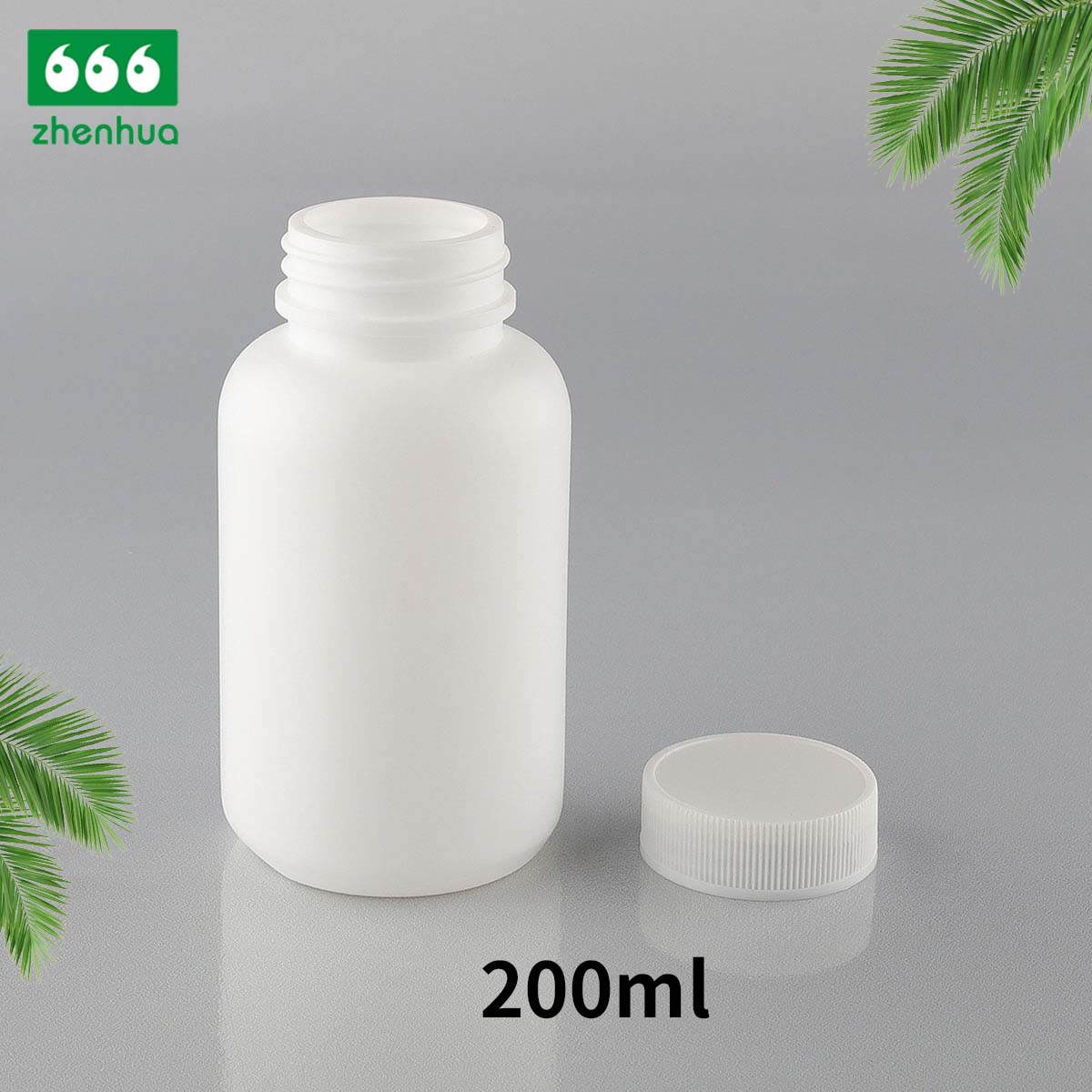 200CC Plastic HDPE White Round Medicinal Solid Bottle with PE Lined Screw Cap for Packing Tablet