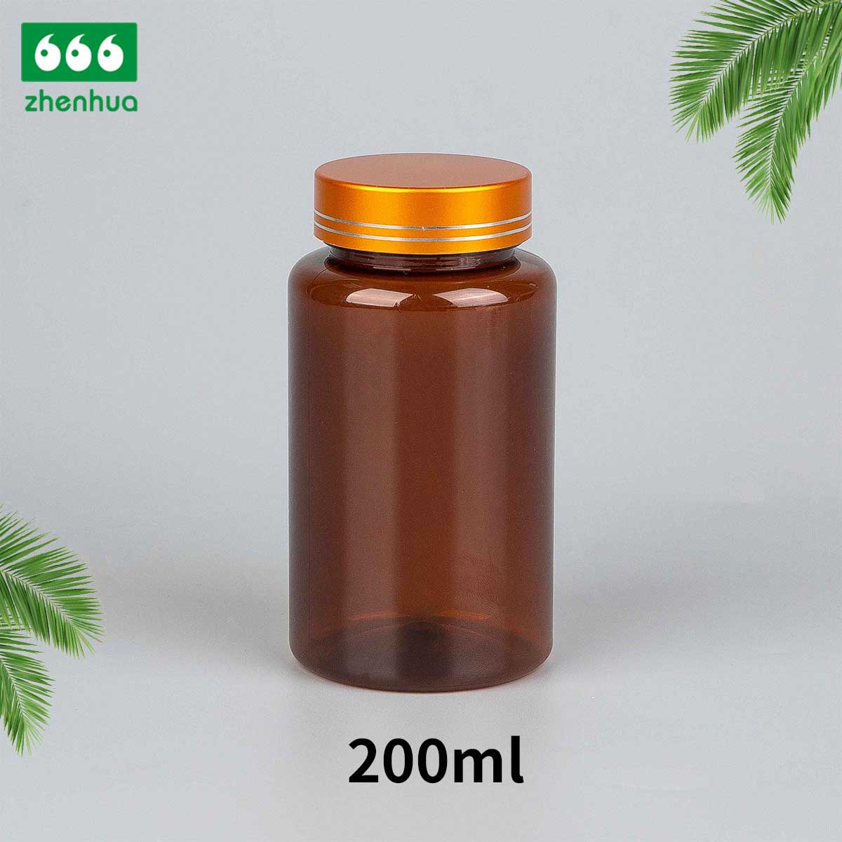 200/300/500/750ml Round Amber Fish Oil/Capsule/Nutritional Supplement PET Bottle with Pressure Screw Cap