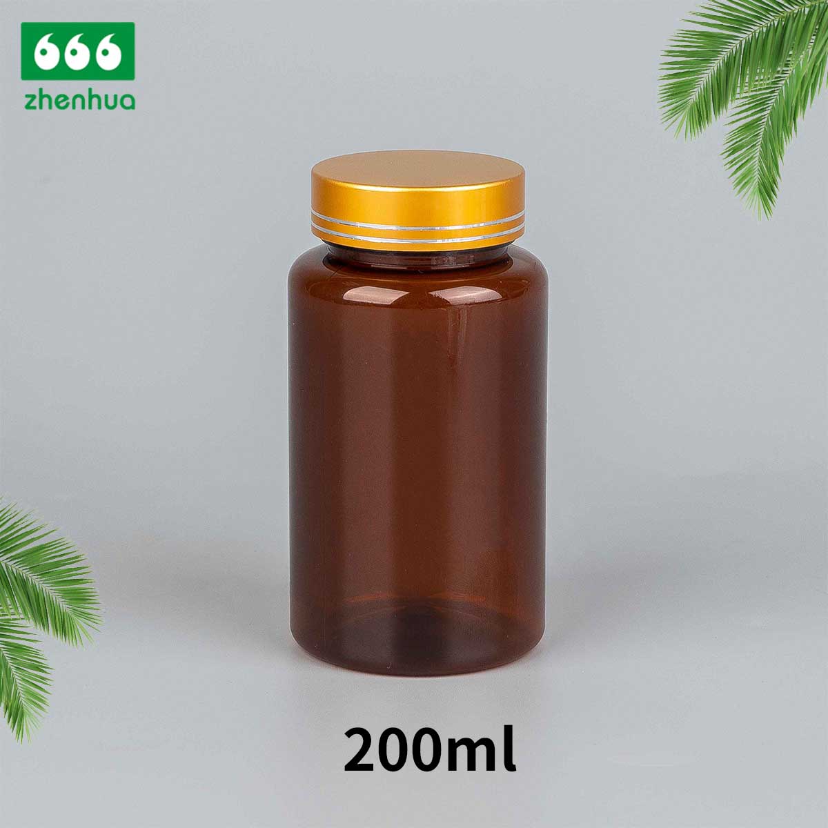 200/300/500/750ml Round Amber Fish Oil/Capsule/Nutritional Supplement PET Bottle with Pressure Screw Cap