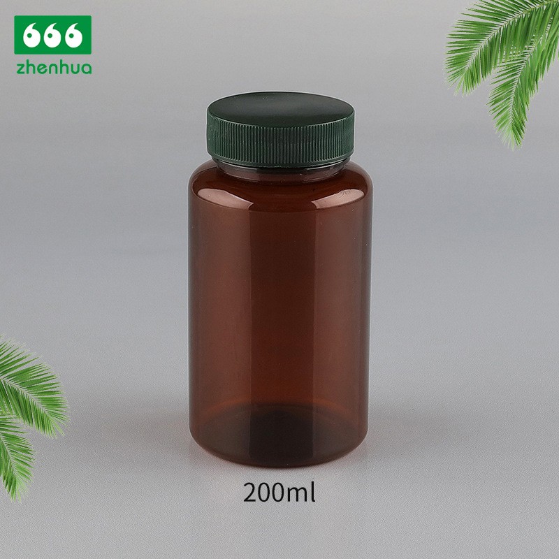 200/300/500/750ml Round Amber Fish Oil/Capsule/Nutritional Supplement PET Bottle with Pressure Screw Cap