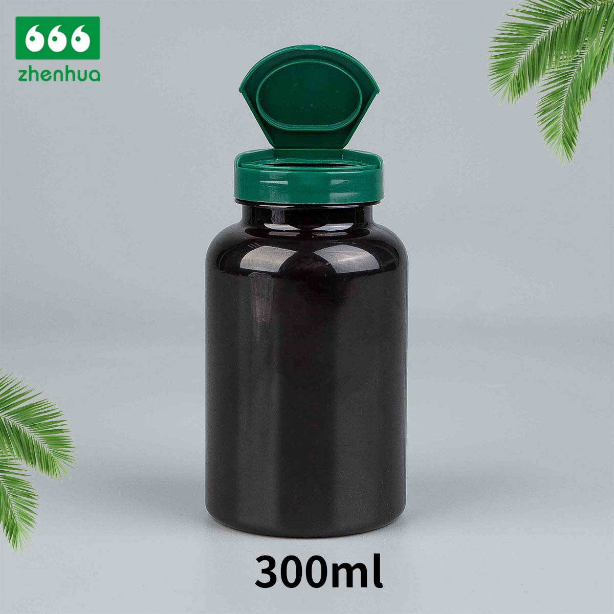 300ml 400ml 500ml 700ml Large Capacity Round Plastic PET Nutraceutical Bottle Medicinal Solid Amber Lightproof Bottle with Childproof Cap