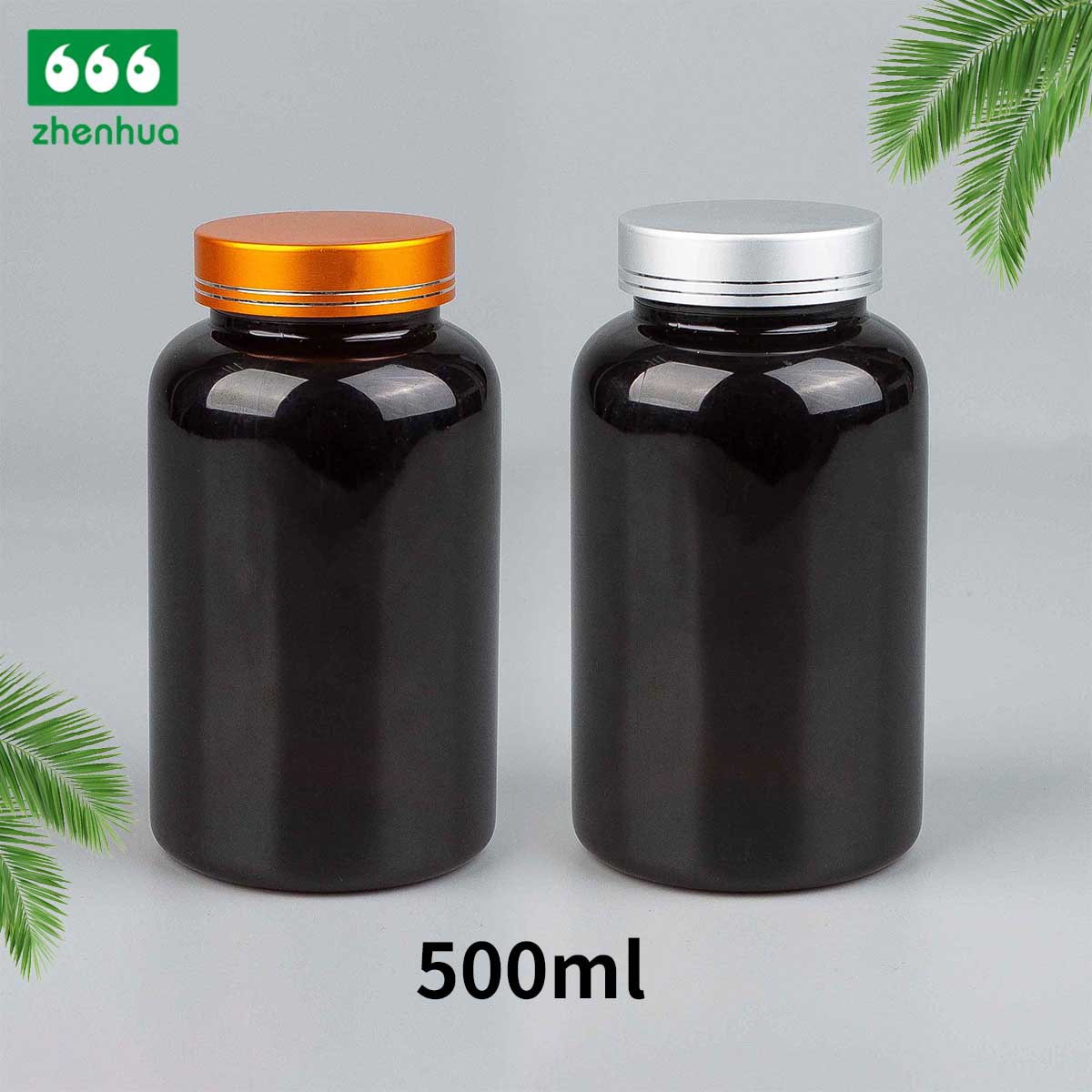 200/300/500/750ml Round Amber Fish Oil/Capsule/Nutritional Supplement PET Bottle with Pressure Screw Cap