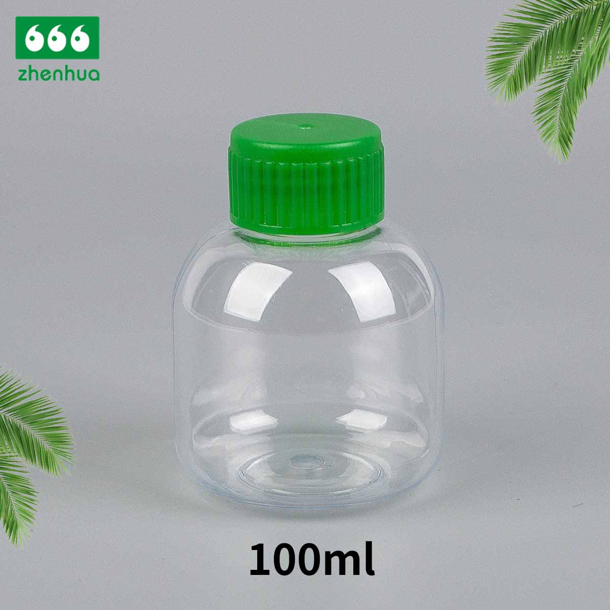 100ml Round Amber PET Liquid Medicinal Syrup Bottle/ Enzyme Drink Bottle with Tamper Evident Cap