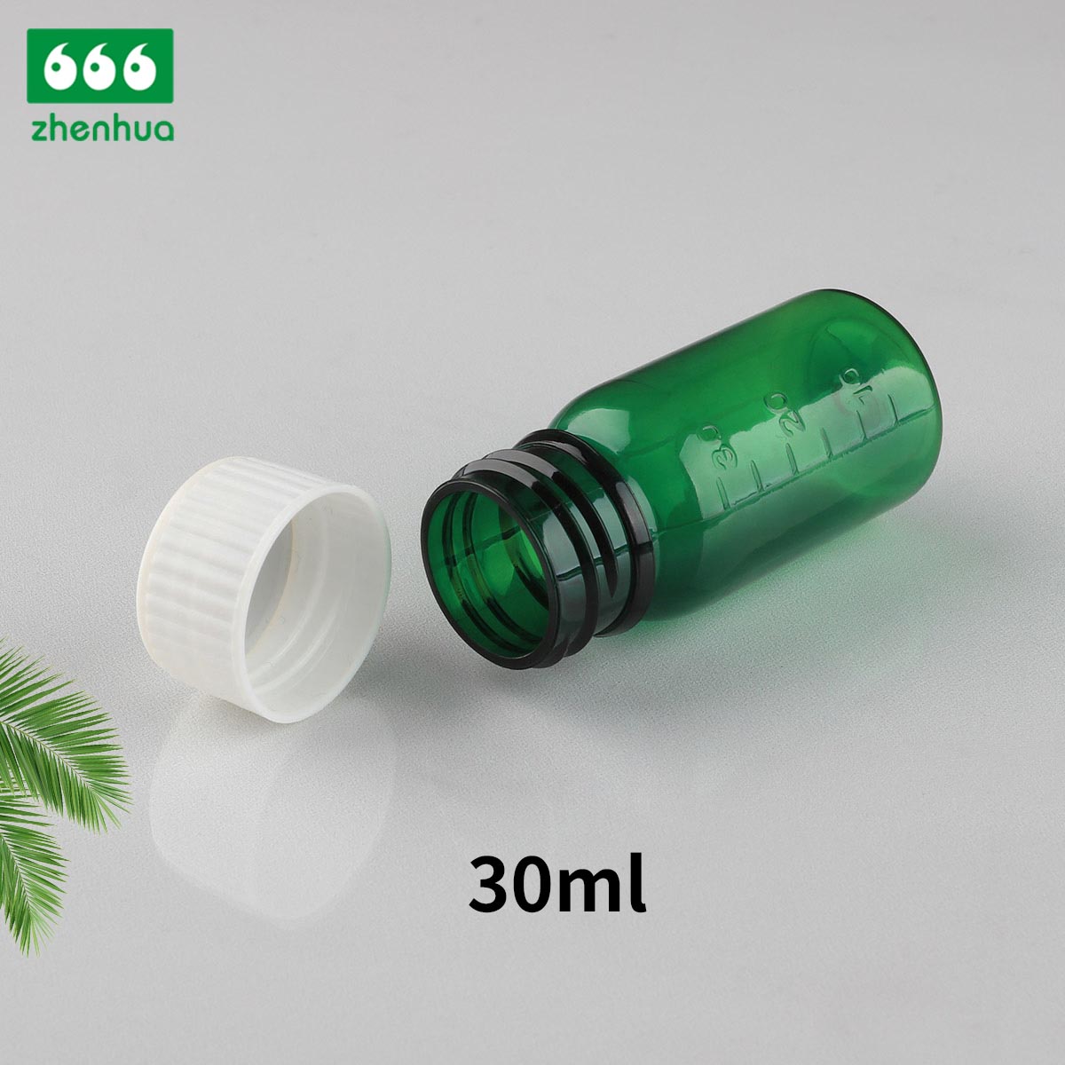 30ml Round Amber PET Syrup Graduated Bottle with Evident Seal Tamper Proof Cap