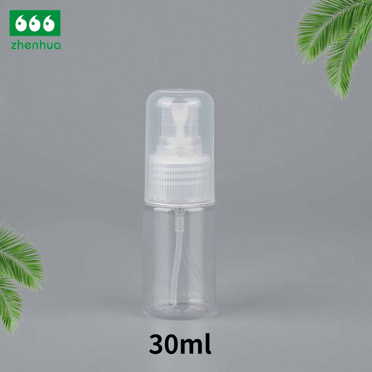 30ml/50ml/80ml Clear PET/PCR Plastic Cylinderical Spray Dispensing Bottle with Fine Mist Sprayer and Dust Cover