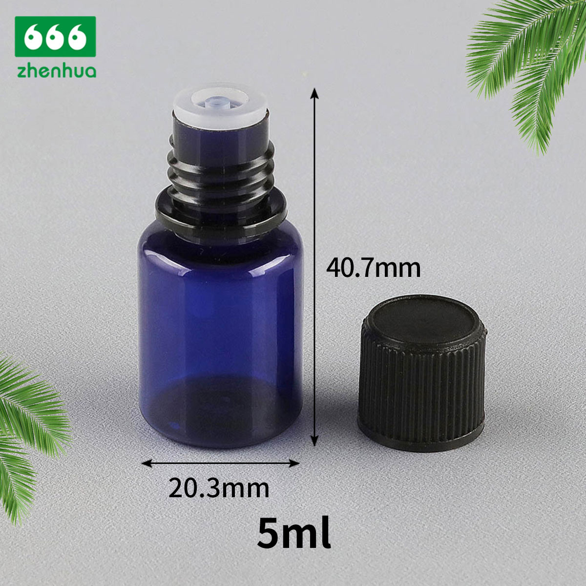 5ml Flat Dark Blue Plastic PET Sample Reagent Bottle With Mist Sprayer Nozzle