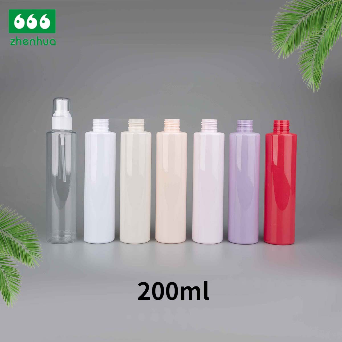 120ml/200ml 4oz/6oz Flat Shoulder Cylinder Plastic PET Multicolor Spray Bottle with Fine Mist Sprayer