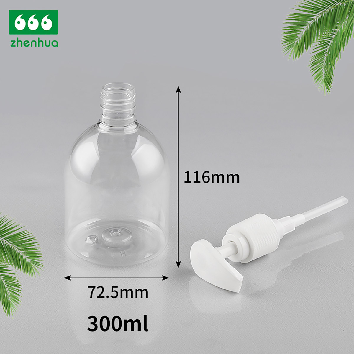 300/500ml Round Plastic PET/PCR Hand Sanitizer Bottle with Lotion pump