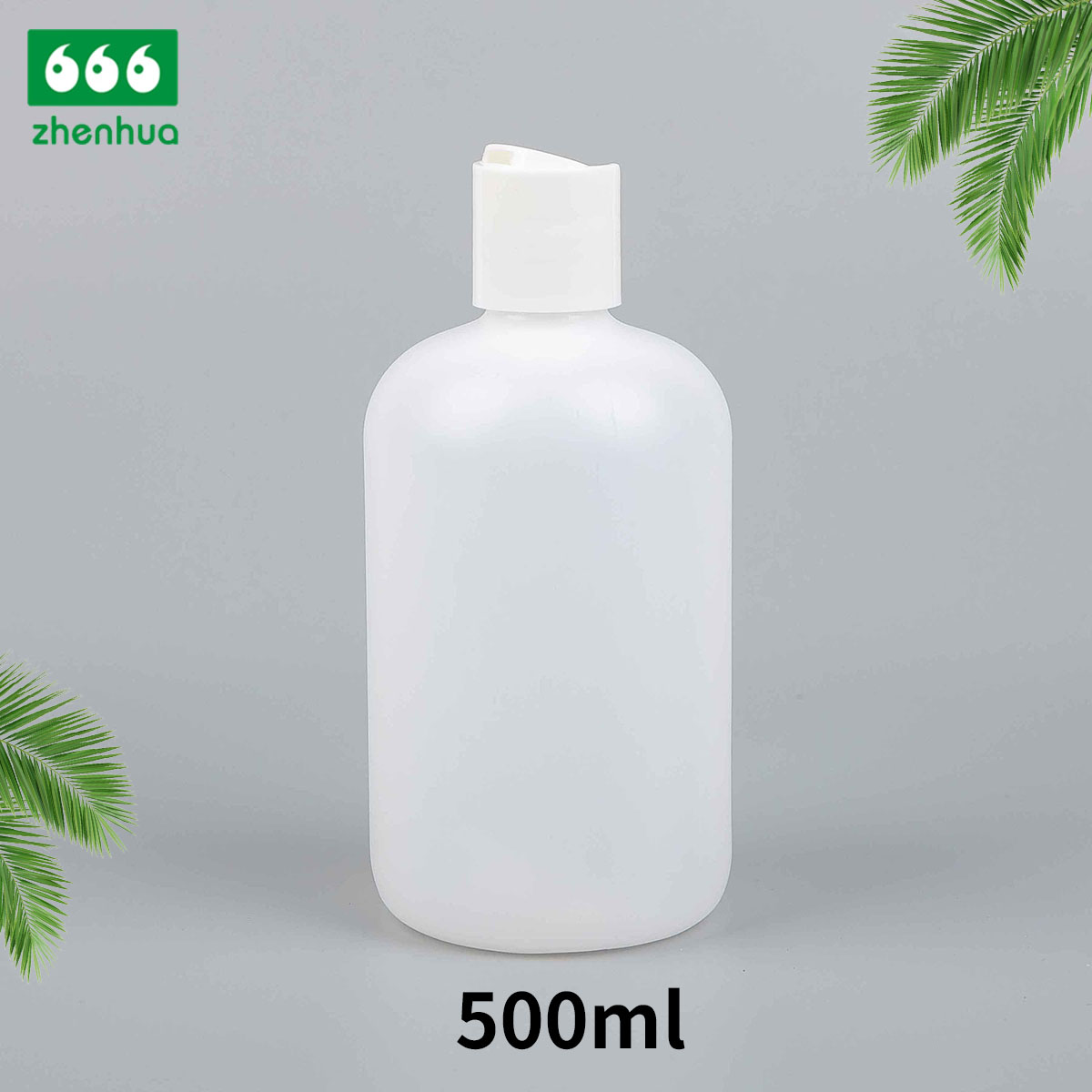 16OZ/500ML Large Volume Fatty HDPE Natural Plastic Round Bottle with White Push Pull Cap