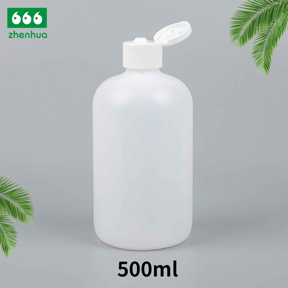 16OZ/500ML Large Volume Fatty HDPE Natural Plastic Round Bottle with White Push Pull Cap