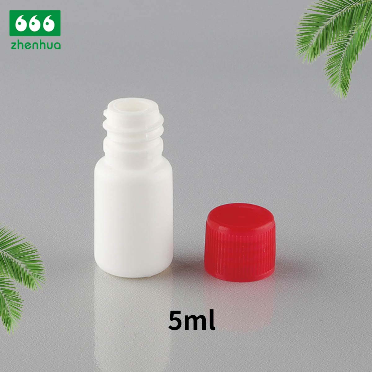 5ml White HDPE Solid Pharmaceutical Powder Bottle with Red PE Lined Screw Cap