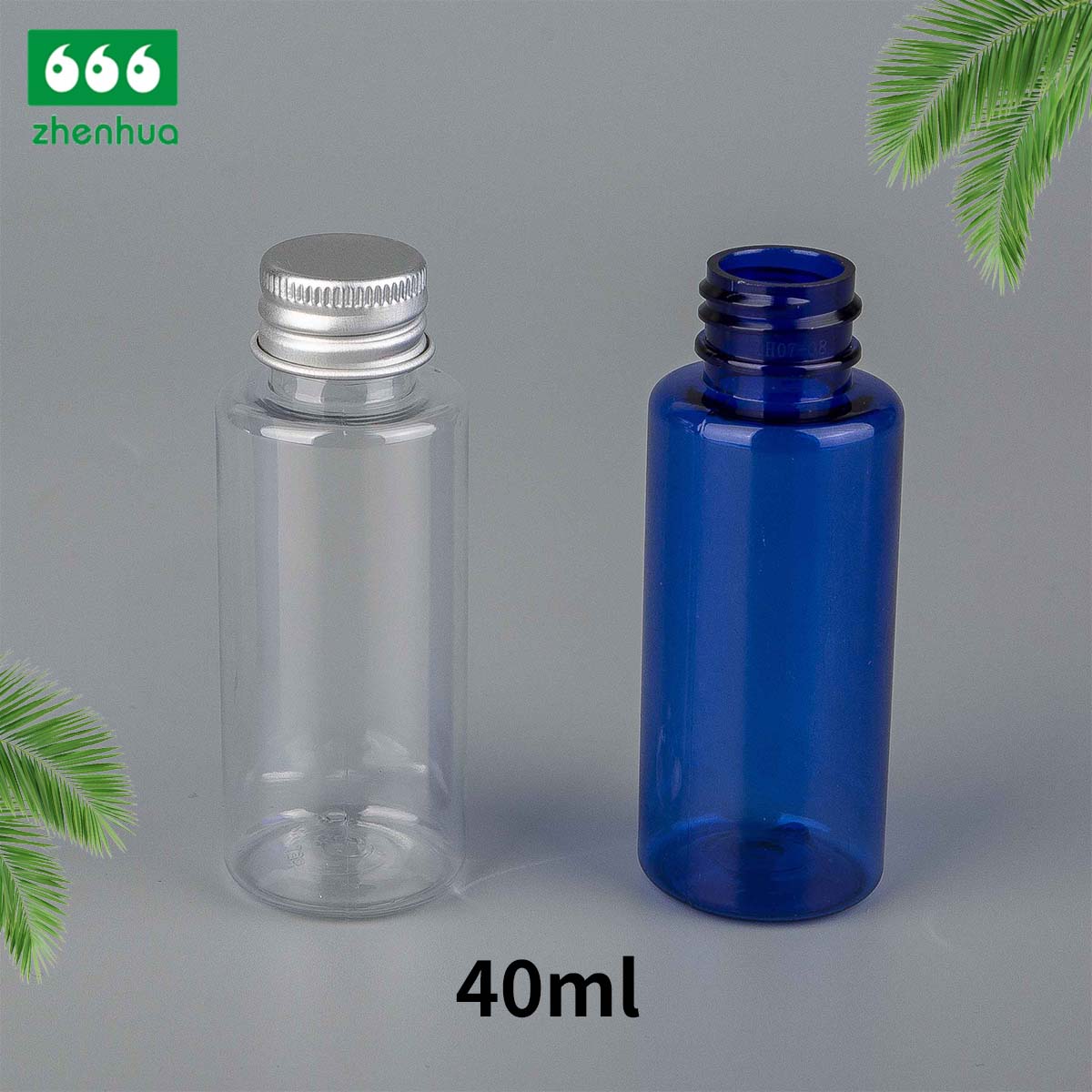 15ml/30ml/40ml/60ml/100ml Cylinder Transparent/Dark Blue BPA-free Plastic PET Concentrates/Extracts Bottle with White PE Lined Screw Cap/Alumnium Screw Cap
