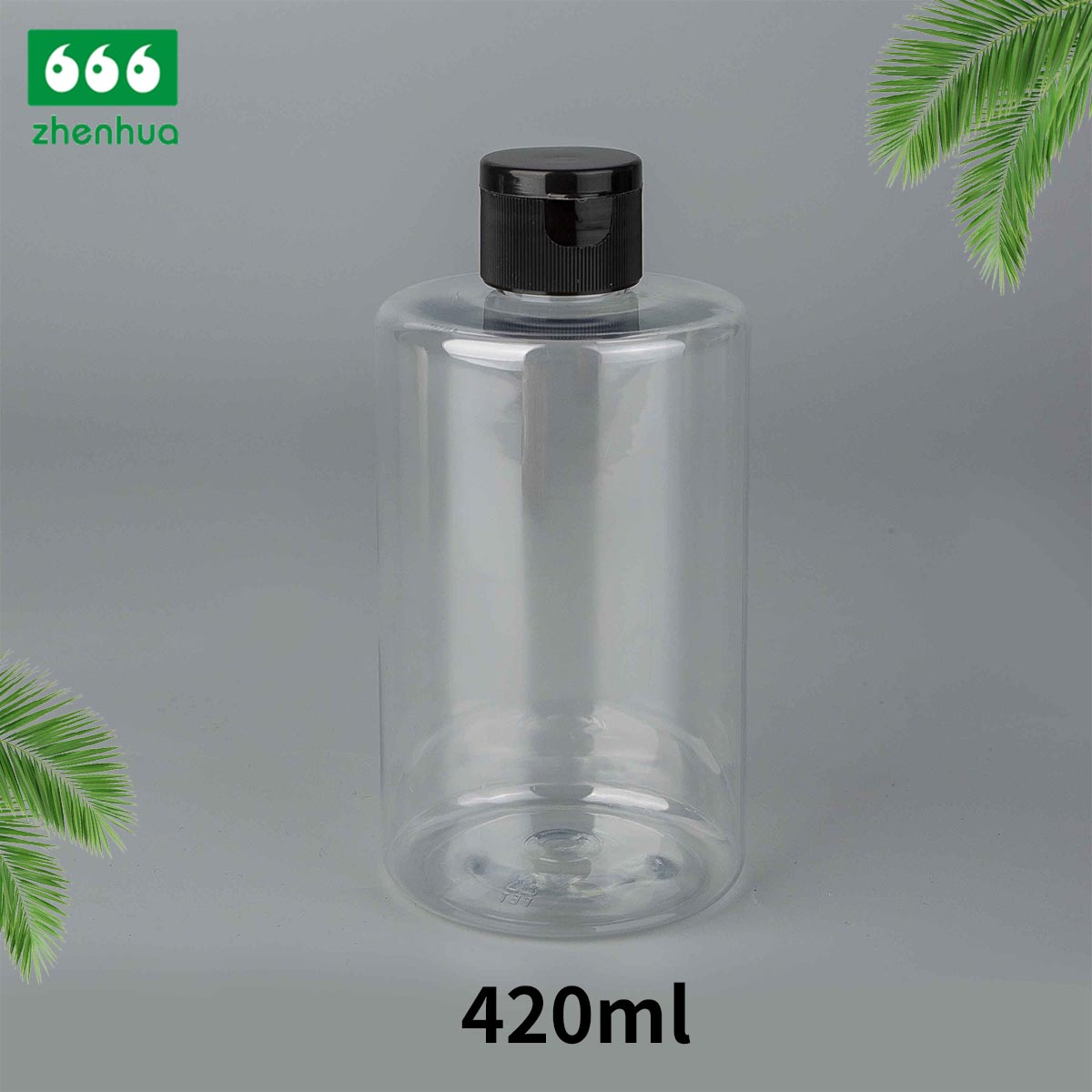 250ml/420ml/500ml 8oz/14oz/16oz Cylinder Transparent Plastic PET Large Volume Bottle for Shampoo Packaging with Black Flip Top Cap