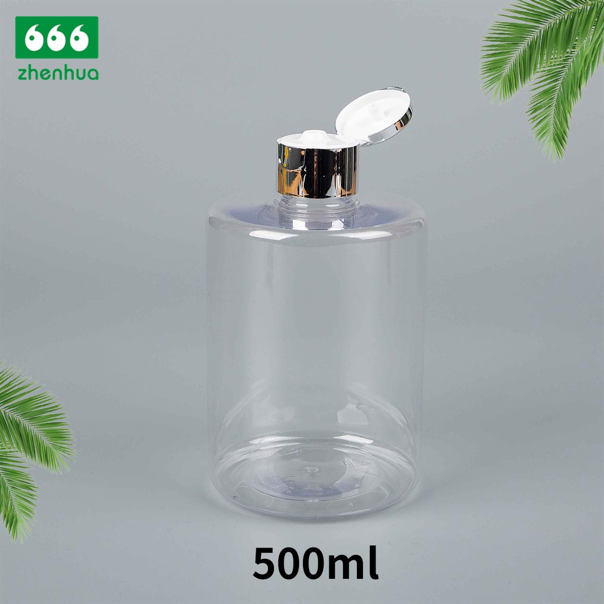 250ml/420ml/500ml 8oz/14oz/16oz Cylinder Transparent Plastic PET Large Volume Bottle for Shampoo Packaging with Black Flip Top Cap