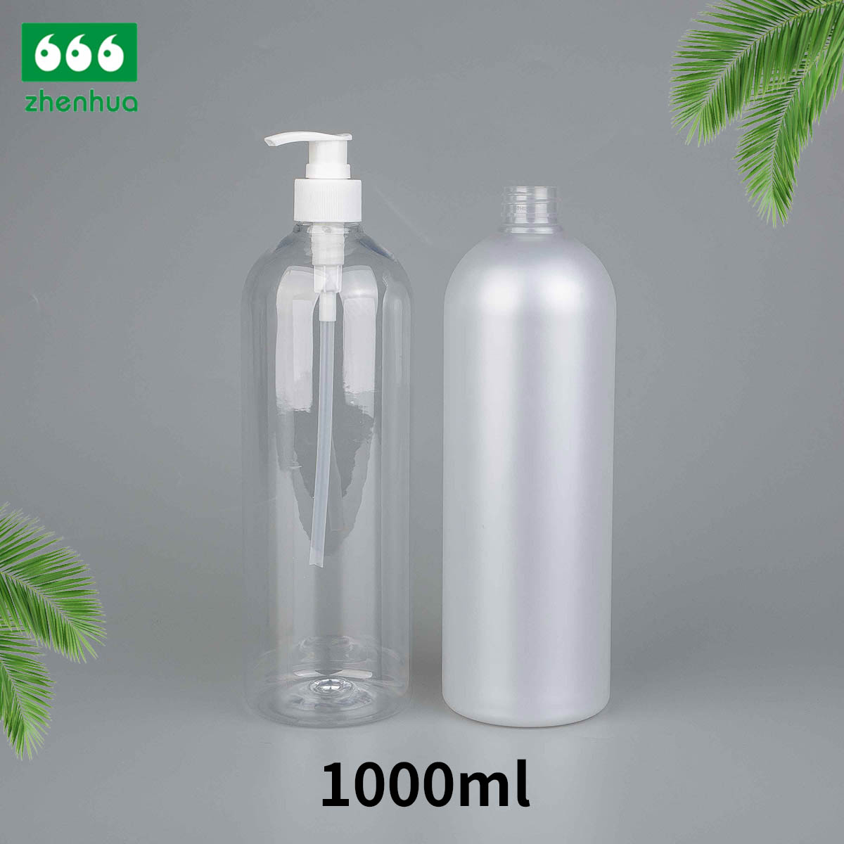 500ml/1000ml 16oz/32oz Clear/White Plastic PET Round Household Lotion Bottle With Lotion Pump