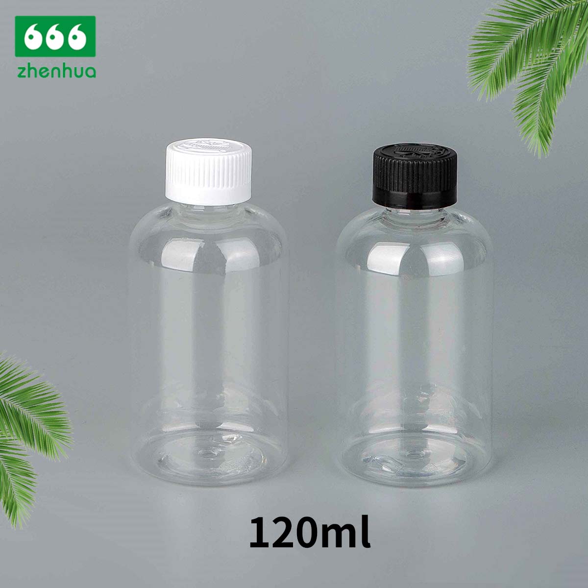 60ml 100ml 120ml 250ml 500ml 2oz 3oz 4oz 8oz 16oz Clear/Pale Green/Amber Plastic PET BOSTON Round Make-up Remover Bottle with White Ribbed Smooth Cap