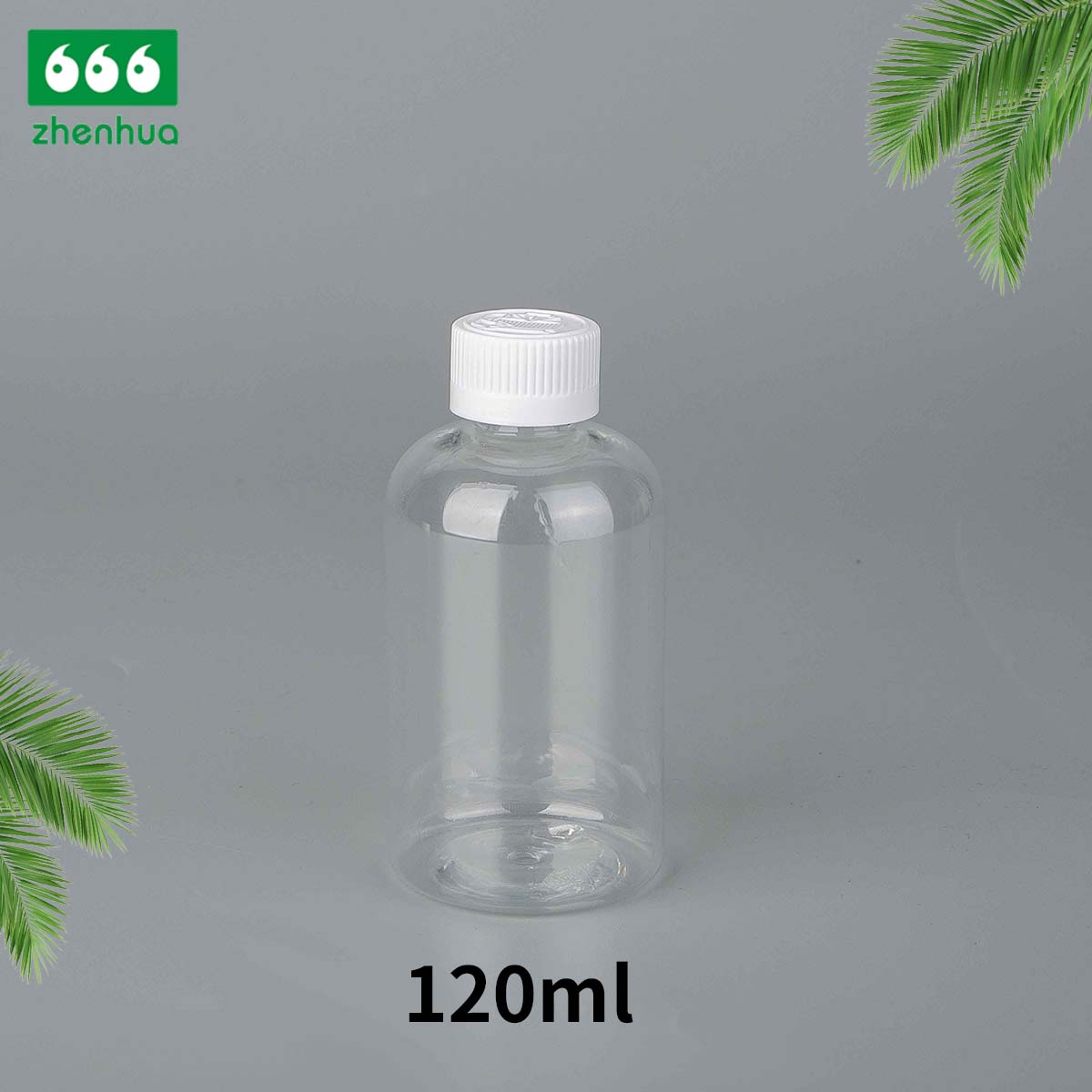 60ml 100ml 120ml 250ml 500ml 2oz 3oz 4oz 8oz 16oz Clear/Pale Green/Amber Plastic PET BOSTON Round Make-up Remover Bottle with White Ribbed Smooth Cap