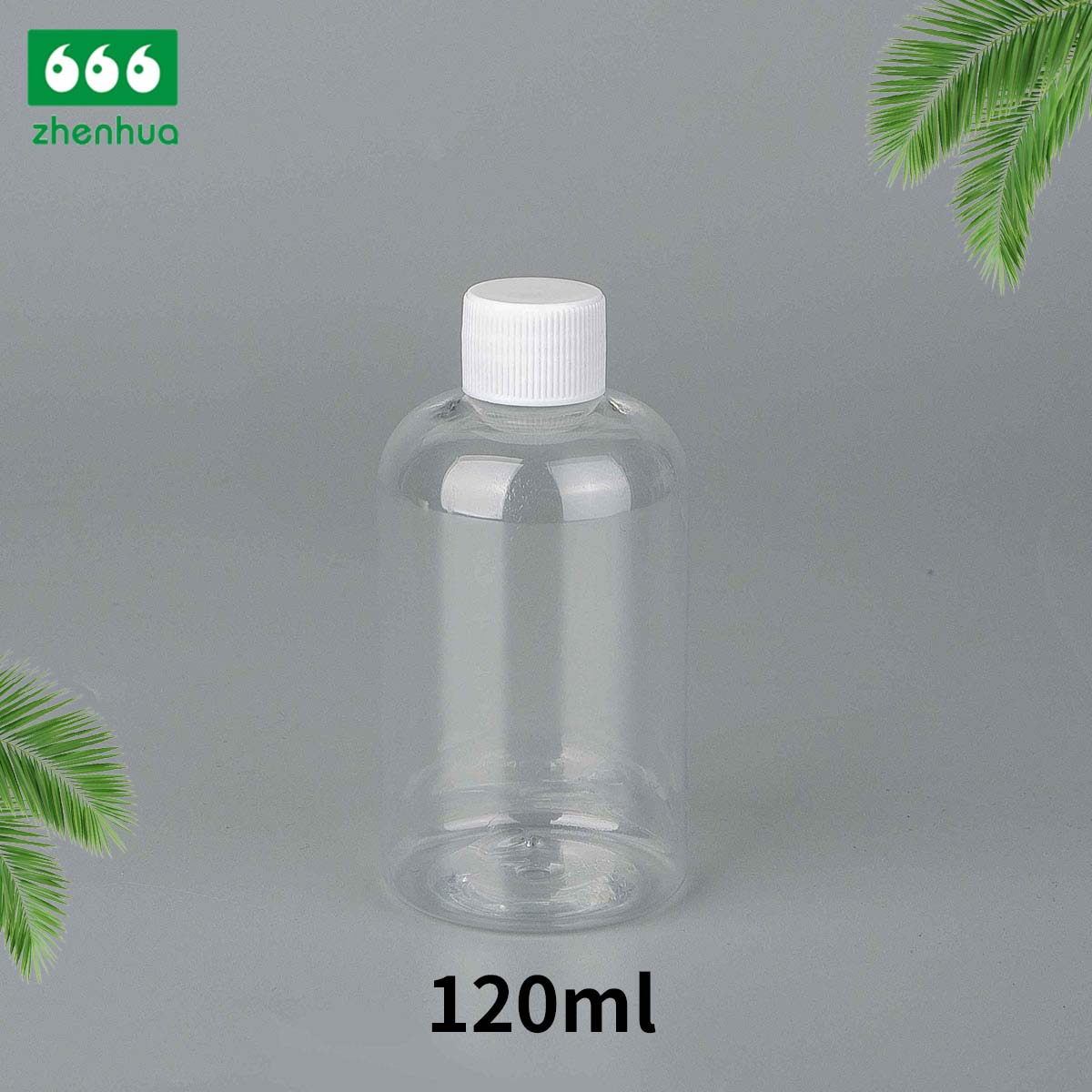 60ml 100ml 120ml 250ml 500ml 2oz 3oz 4oz 8oz 16oz Clear/Pale Green/Amber Plastic PET BOSTON Round Make-up Remover Bottle with White Ribbed Smooth Cap