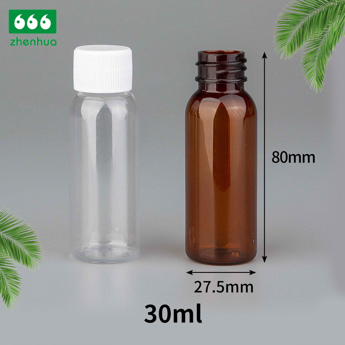 30ml 60ml 120ml 180ml 1oz 2oz 4oz 6oz Plastic PET Amber/Clear Round Cleaner Detergent Bottle with White Flip Top Cap