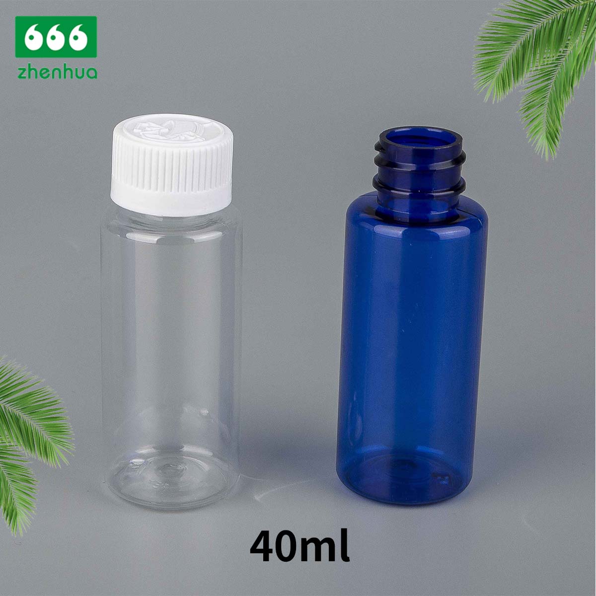 15ml/30ml/40ml/60ml/100ml Cylinder Transparent/Dark Blue BPA-free Plastic PET Concentrates/Extracts Bottle with White PE Lined Screw Cap/Alumnium Screw Cap