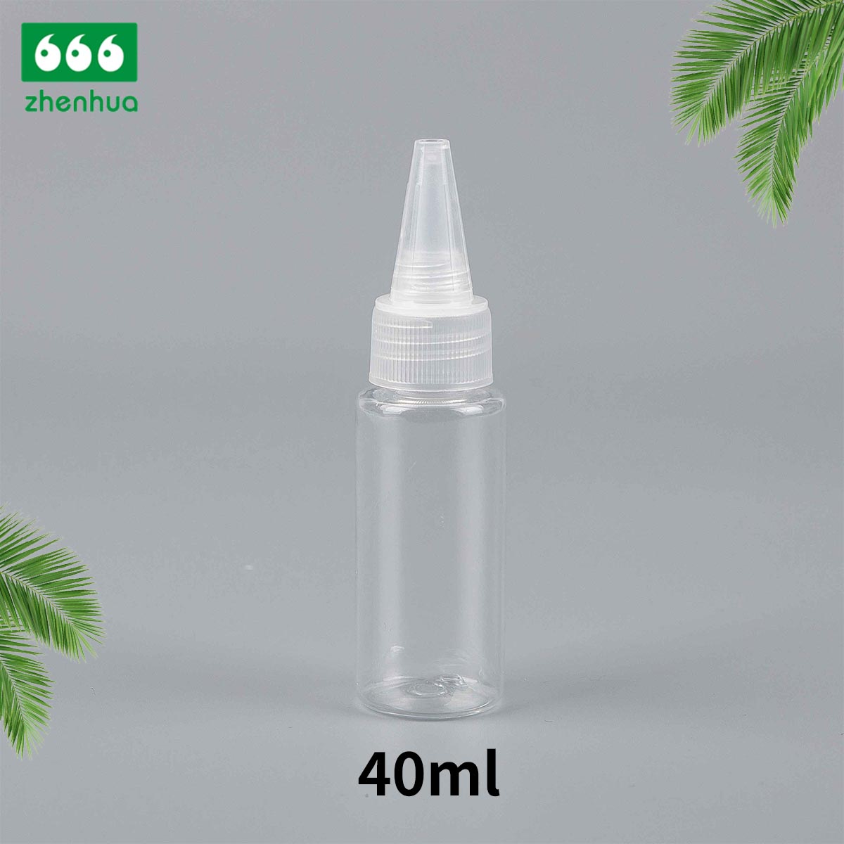 40ML Blue/Clear Plastic PET Liquid Packaging Cylinder Bottle with Turret Flip Cap