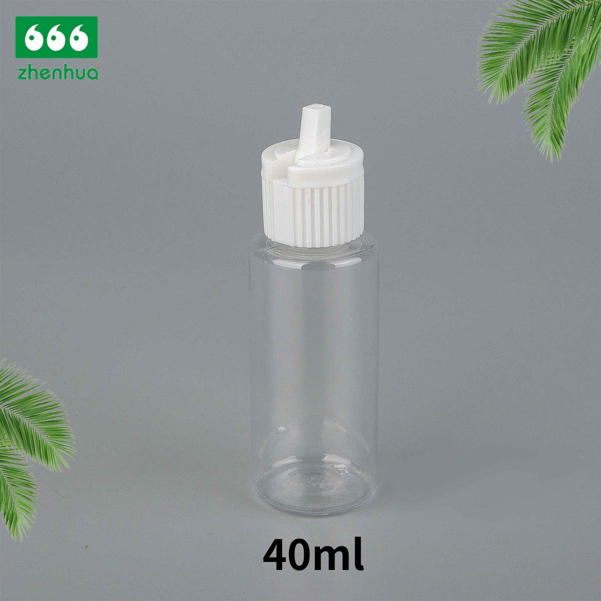 40ML Blue/Clear Plastic PET Liquid Packaging Cylinder Bottle with Turret Flip Cap