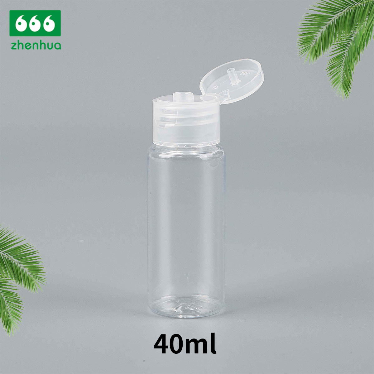 40ML Blue/Clear Plastic PET Liquid Packaging Cylinder Bottle with Turret Flip Cap