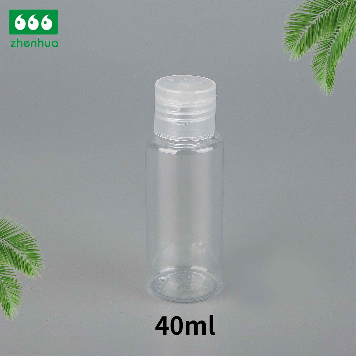 40ML Blue/Clear Plastic PET Liquid Packaging Cylinder Bottle with Turret Flip Cap