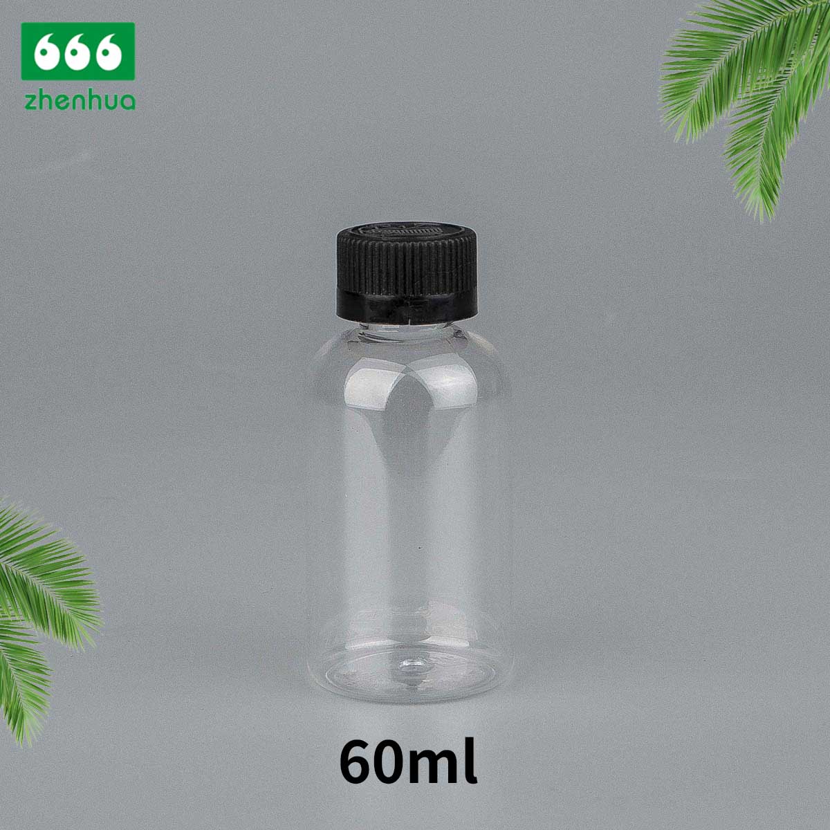 60ml 100ml 120ml 250ml 500ml 2oz 3oz 4oz 8oz 16oz Clear/Pale Green/Amber Plastic PET BOSTON Round Make-up Remover Bottle with White Ribbed Smooth Cap
