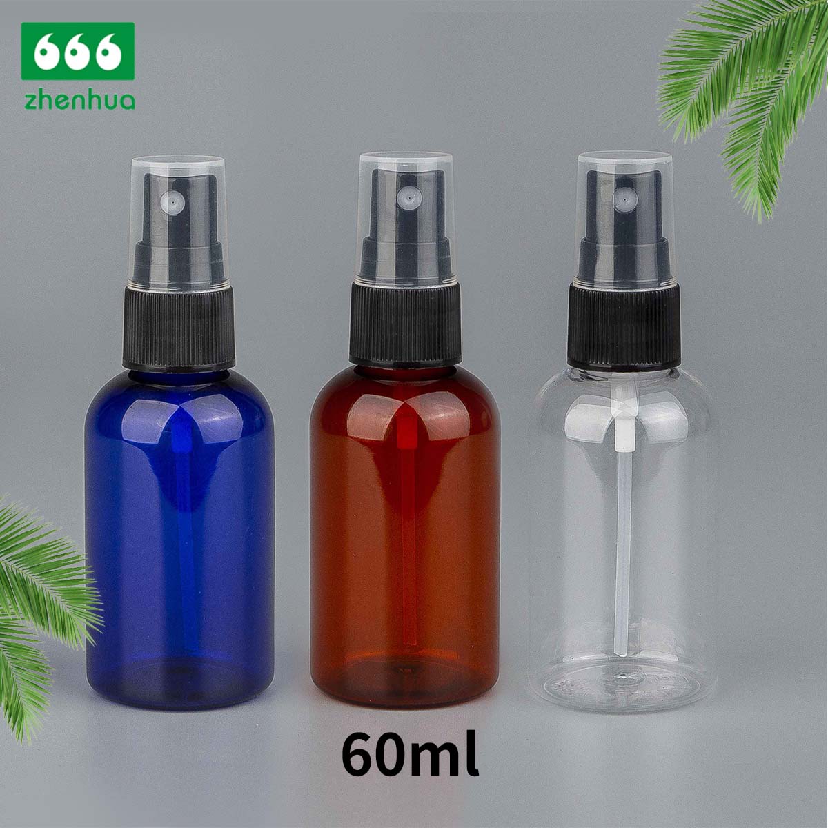 60ml/100ml/120ml/250ml/500ml Dark Blue/Amber/Clear PET BOSTON Round Sterilizing Alcohol Packaging Spray Bottle