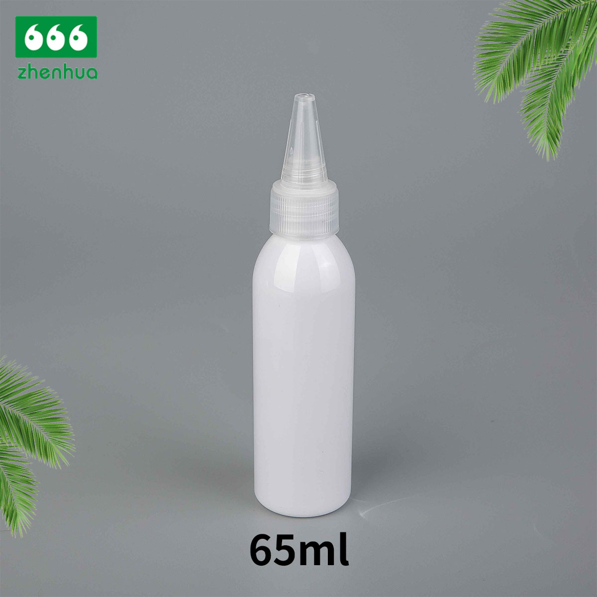 65ml Clear/White/Black Plastic Twist Top Bottle with Flip Top Cap