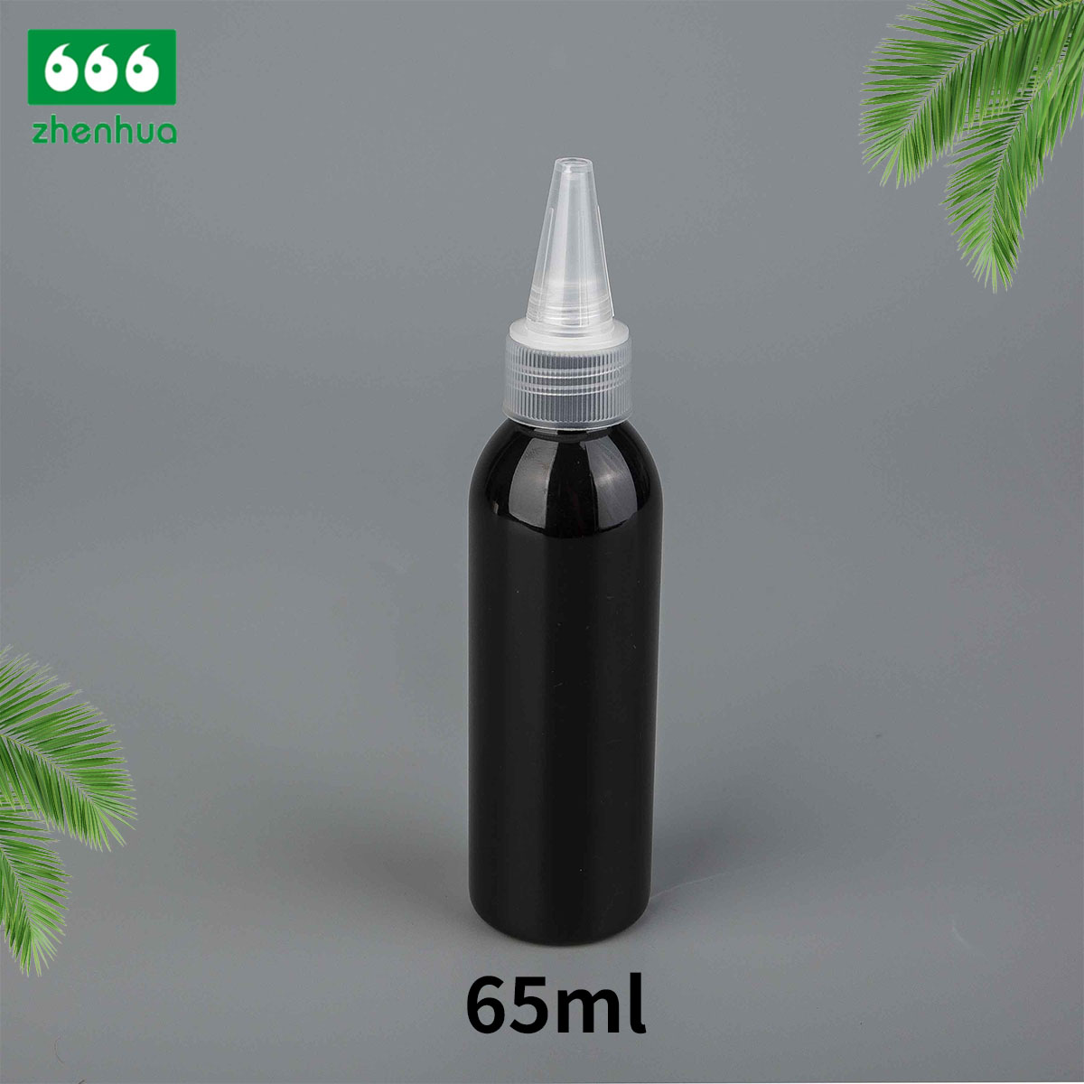 65ml Clear/White/Black Plastic Twist Top Bottle with Flip Top Cap