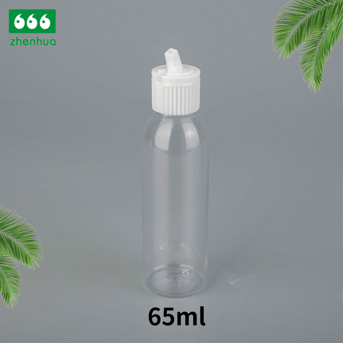 65ml Clear/White/Black Plastic Twist Top Bottle with Flip Top Cap