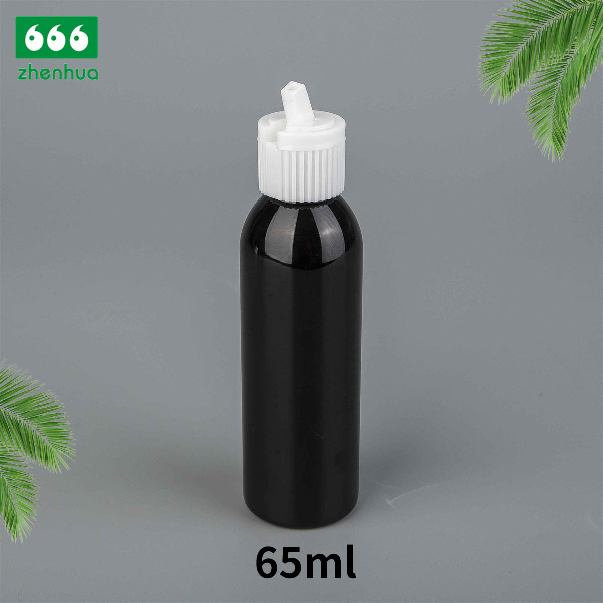 65ml Clear/White/Black Plastic Twist Top Bottle with Flip Top Cap