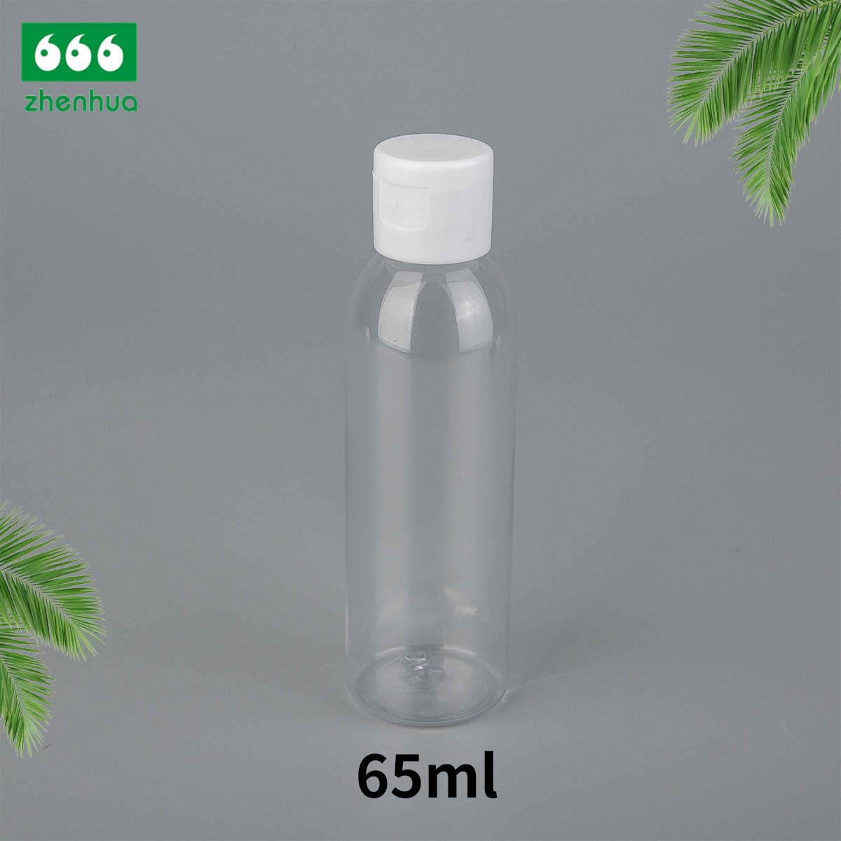 65ml Clear/White/Black Plastic Twist Top Bottle with Flip Top Cap