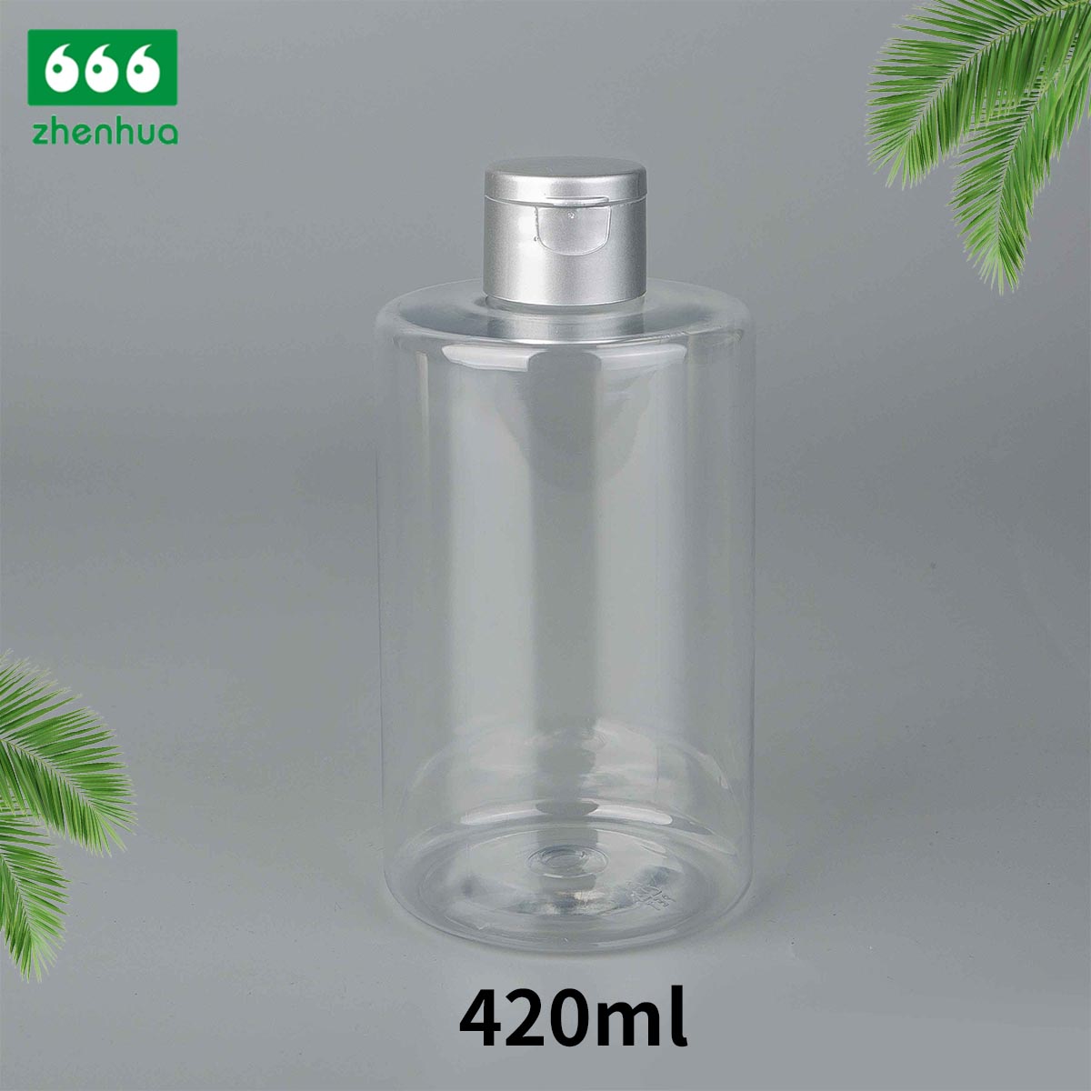 250ml/420ml/500ml 8oz/14oz/16oz Cylinder Transparent Plastic PET Large Volume Bottle for Shampoo Packaging with Black Flip Top Cap