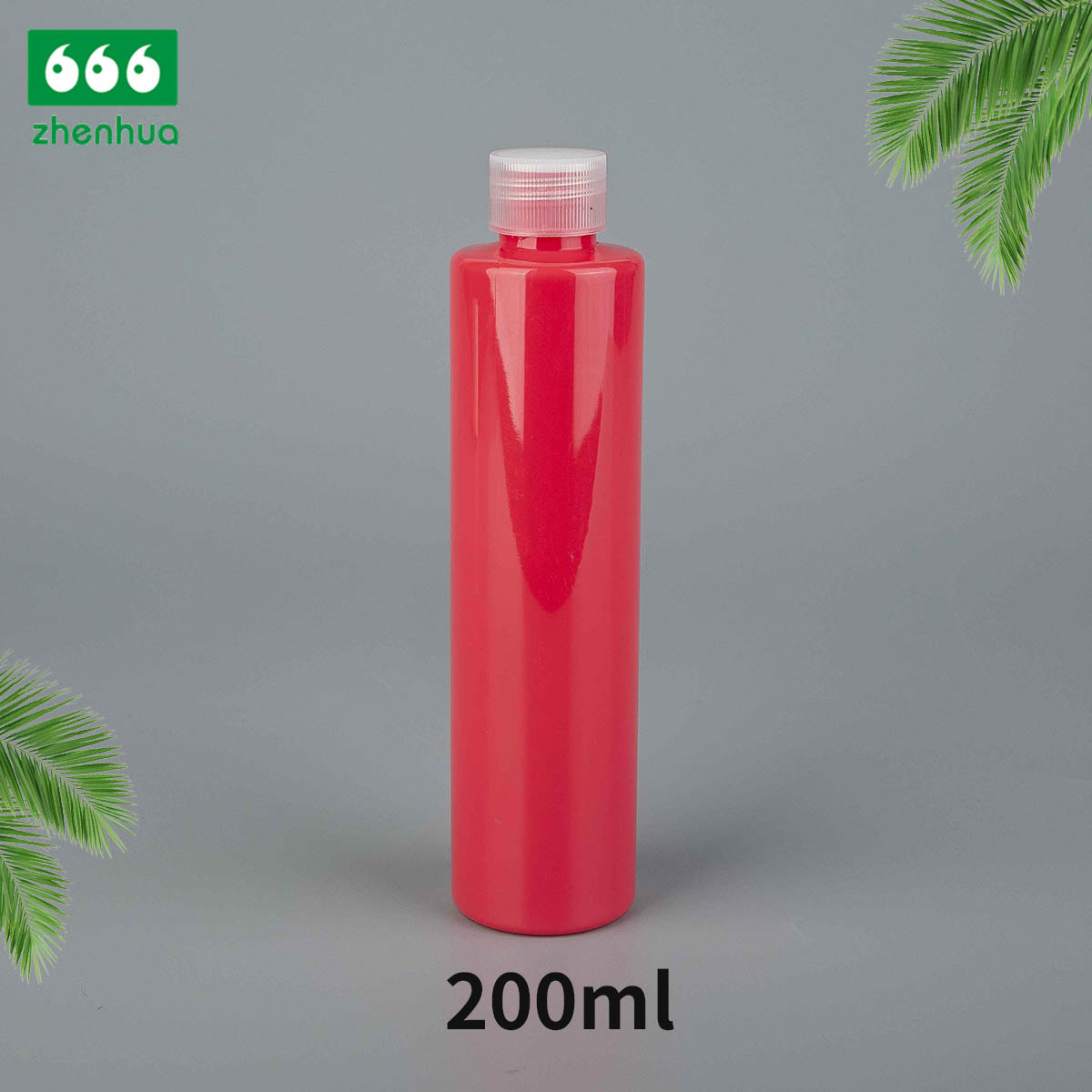 75ml 200ml 250ml Cylinderical Pale Pink Plastic PET/PCR Cosmetic Liquid Bottle with White PE Screw Cap