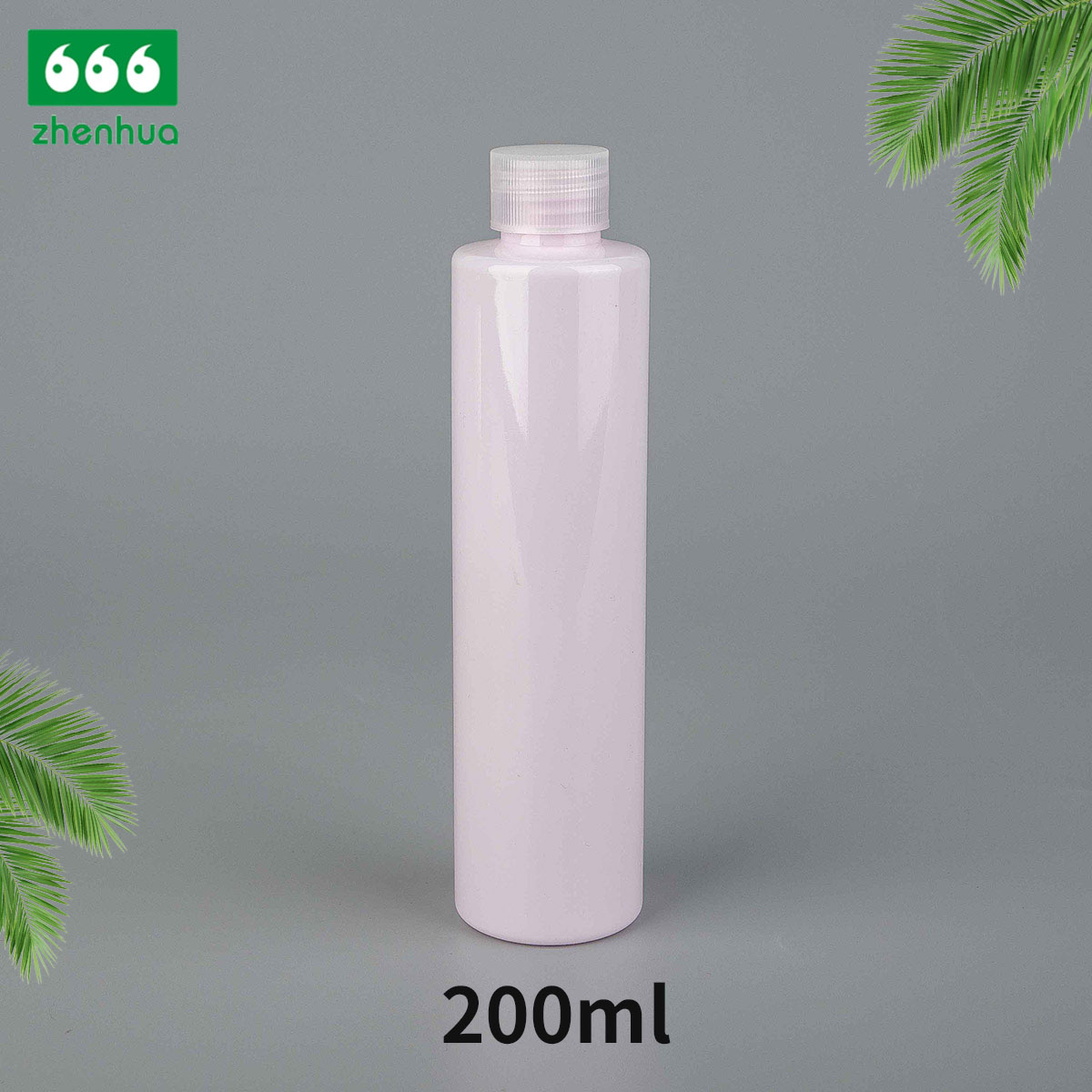 75ml 200ml 250ml Cylinderical Pale Pink Plastic PET/PCR Cosmetic Liquid Bottle with White PE Screw Cap