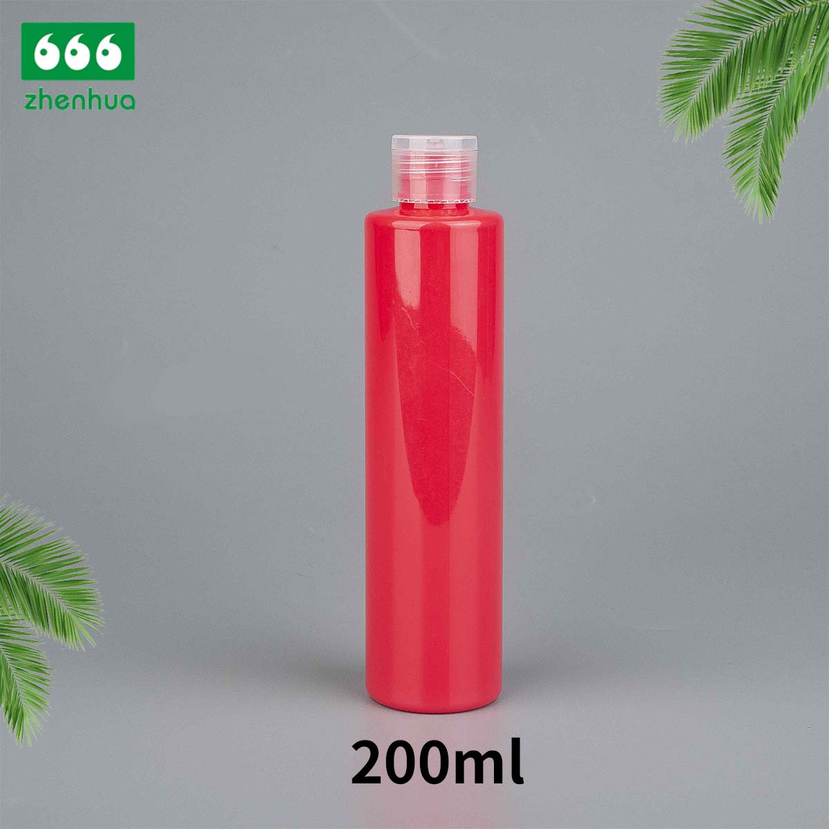 75ml 200ml 250ml Cylinderical Plastic PET Transparent/Pale Pink Lotion Squeeze Bottle with Natural Flip Top Cap