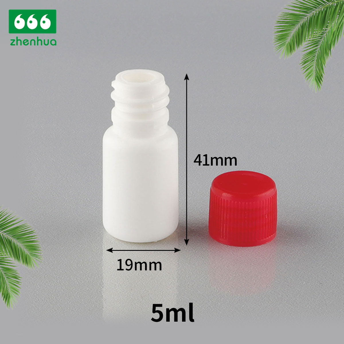 5ml White HDPE Solid Pharmaceutical Powder Bottle with Red PE Lined Screw Cap